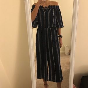 Bailey Blue Boho Off the Shoulder Jumpsuit